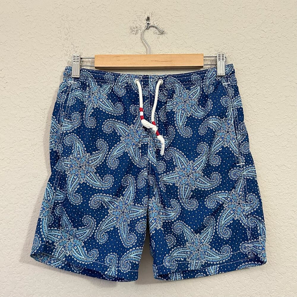 MC2 SAINT BARTH Swim Shorts Navy Blue Paisley Boho Allover Print Trunk